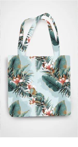 AOP Zipper Tote Bag | Stylish, Secure & Sustainable | Leaf Flowers Pattern 1