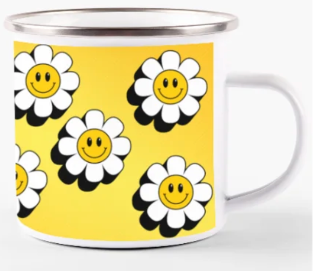 a mug with flowers on it