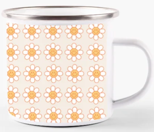 a mug with flowers on it